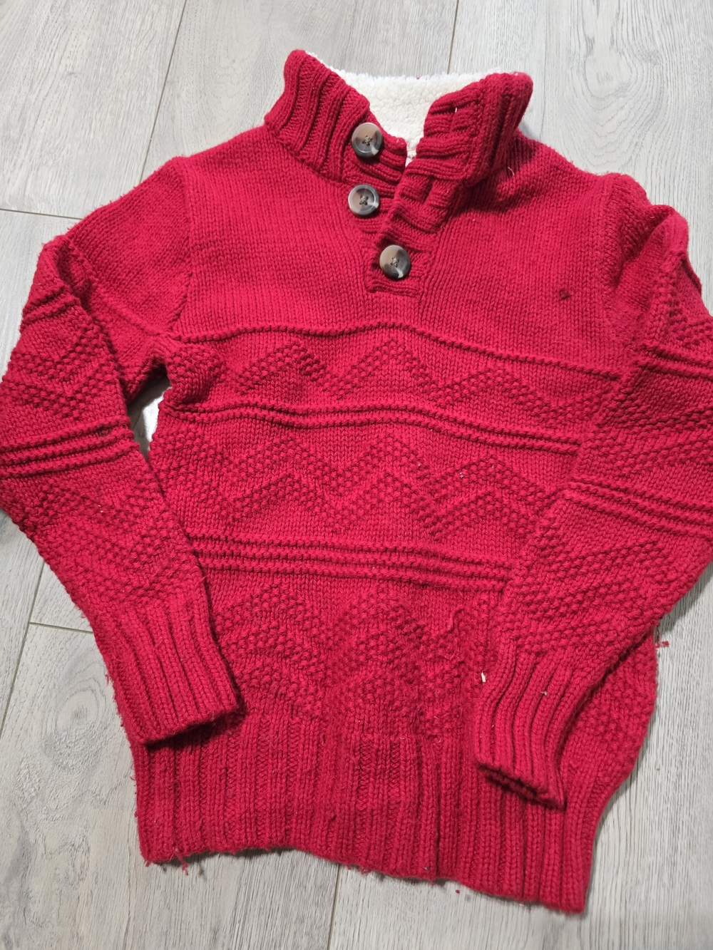 Cat & Jack Bright Red Knit Button-Snap Mock Neck Sweater